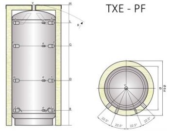 Ocelová akumulační nádrž Tipex TXE 4000 PF F4 s izolací