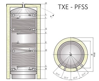 Ocelová akumulační nádrž Tipex TXE 1000 PFSS F4 s izolací