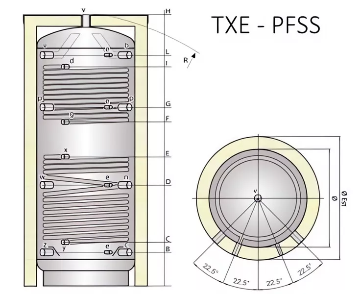 Ocelová akumulační nádrž Tipex TXE 800 PFSS F4 s izolací