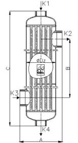 Nerezový svařovaný trubkový bazénový výměník tepla B-line, rozměry B300